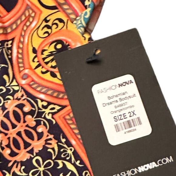 NWT Fashion Nova  Womens Bohemian Dreams Bodysuit Combo in Orange Size XXL 2X… - Picture 3 of 7